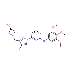 COc1cc(Nc2nccc(-n3cc(C)c(CN4CC(O)C4)c3)n2)cc(OC)c1OC ZINC000473125776