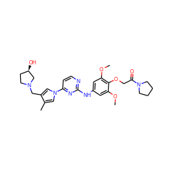 COc1cc(Nc2nccc(-n3cc(C)c(CN4CC[C@@H](O)C4)c3)n2)cc(OC)c1OCC(=O)N1CCCC1 ZINC000473122464