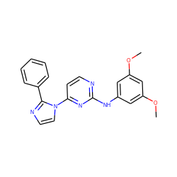 COc1cc(Nc2nccc(-n3ccnc3-c3ccccc3)n2)cc(OC)c1 ZINC000013489737