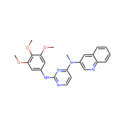 COc1cc(Nc2nccc(N(C)c3cnc4ccccc4c3)n2)cc(OC)c1OC ZINC000071317026