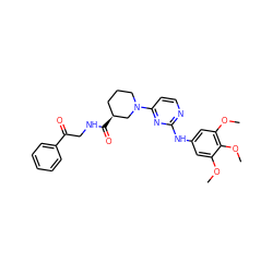 COc1cc(Nc2nccc(N3CCC[C@H](C(=O)NCC(=O)c4ccccc4)C3)n2)cc(OC)c1OC ZINC000084596427