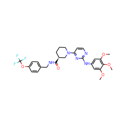 COc1cc(Nc2nccc(N3CCC[C@H](C(=O)NCc4ccc(OC(F)(F)F)cc4)C3)n2)cc(OC)c1OC ZINC000072318205