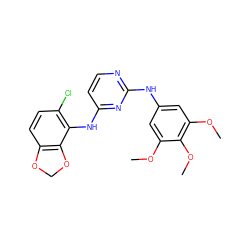 COc1cc(Nc2nccc(Nc3c(Cl)ccc4c3OCO4)n2)cc(OC)c1OC ZINC000016052641