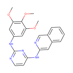 COc1cc(Nc2nccc(Nc3cc4ccccc4cn3)n2)cc(OC)c1OC ZINC000038395266