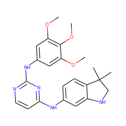 COc1cc(Nc2nccc(Nc3ccc4c(c3)NCC4(C)C)n2)cc(OC)c1OC ZINC000071316012