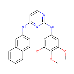 COc1cc(Nc2nccc(Nc3ccc4ccccc4c3)n2)cc(OC)c1OC ZINC000071330038