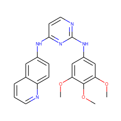 COc1cc(Nc2nccc(Nc3ccc4ncccc4c3)n2)cc(OC)c1OC ZINC000001492325