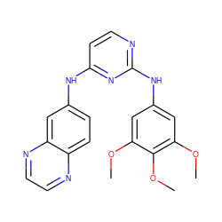 COc1cc(Nc2nccc(Nc3ccc4nccnc4c3)n2)cc(OC)c1OC ZINC000071330593