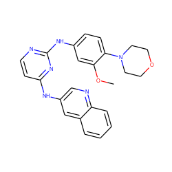 COc1cc(Nc2nccc(Nc3cnc4ccccc4c3)n2)ccc1N1CCOCC1 ZINC000066156652