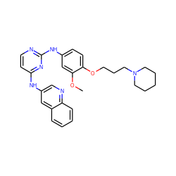COc1cc(Nc2nccc(Nc3cnc4ccccc4c3)n2)ccc1OCCCN1CCCCC1 ZINC000071318167