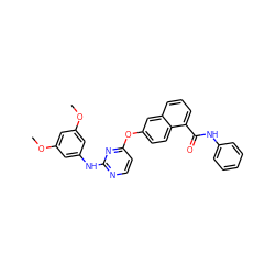 COc1cc(Nc2nccc(Oc3ccc4c(C(=O)Nc5ccccc5)cccc4c3)n2)cc(OC)c1 ZINC000653784945