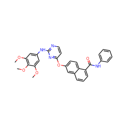 COc1cc(Nc2nccc(Oc3ccc4c(C(=O)Nc5ccccc5)cccc4c3)n2)cc(OC)c1OC ZINC000653782552