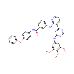 COc1cc(Nc2ncnc(-c3cccnc3Nc3cccc(C(=O)Nc4ccc(Oc5ccccc5)cc4)c3)n2)cc(OC)c1OC ZINC000036758695