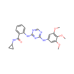 COc1cc(Nc2ncnc(Nc3ccccc3C(=O)NC3CC3)n2)cc(OC)c1OC ZINC000096273921