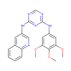 COc1cc(Nc2ncnc(Nc3cnc4ccccc4c3)n2)cc(OC)c1OC ZINC000071316307