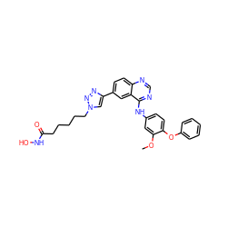 COc1cc(Nc2ncnc3ccc(-c4cn(CCCCCC(=O)NO)nn4)cc23)ccc1Oc1ccccc1 ZINC001772615078