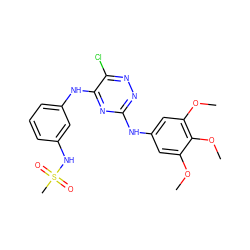 COc1cc(Nc2nnc(Cl)c(Nc3cccc(NS(C)(=O)=O)c3)n2)cc(OC)c1OC ZINC001772593843