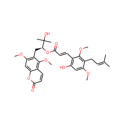 COc1cc(O)c(/C=C/C(=O)O[C@@H](Cc2c(OC)cc3oc(=O)ccc3c2OC)C(C)(C)O)c(OC)c1CC=C(C)C ZINC000169311936