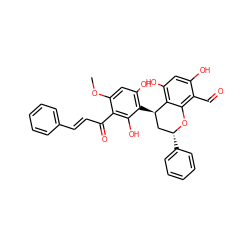 COc1cc(O)c([C@@H]2C[C@@H](c3ccccc3)Oc3c(C=O)c(O)cc(O)c32)c(O)c1C(=O)/C=C/c1ccccc1 ZINC000103298370