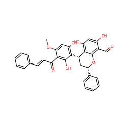 COc1cc(O)c([C@H]2C[C@@H](c3ccccc3)Oc3c(C=O)c(O)cc(O)c32)c(O)c1C(=O)/C=C/c1ccccc1 ZINC000103298372