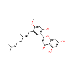 COc1cc(O)c(-c2cc(=O)c3c(O)cc(O)cc3o2)cc1C/C=C(\C)CCC=C(C)C ZINC000098083364