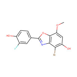 COc1cc(O)c(Br)c2nc(-c3ccc(O)c(F)c3)oc12 ZINC000013583739
