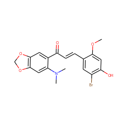 COc1cc(O)c(Br)cc1/C=C/C(=O)c1cc2c(cc1N(C)C)OCO2 ZINC000071340346