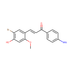 COc1cc(O)c(Br)cc1/C=C/C(=O)c1ccc(N)cc1 ZINC000071340552