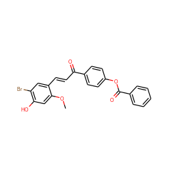 COc1cc(O)c(Br)cc1/C=C/C(=O)c1ccc(OC(=O)c2ccccc2)cc1 ZINC000071332102