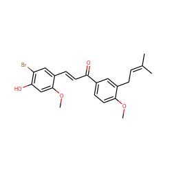 COc1cc(O)c(Br)cc1/C=C/C(=O)c1ccc(OC)c(CC=C(C)C)c1 ZINC000071332437