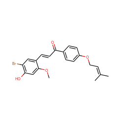 COc1cc(O)c(Br)cc1/C=C/C(=O)c1ccc(OCC=C(C)C)cc1 ZINC000071411070