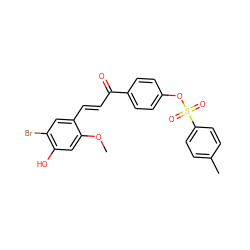 COc1cc(O)c(Br)cc1/C=C/C(=O)c1ccc(OS(=O)(=O)c2ccc(C)cc2)cc1 ZINC000071333497