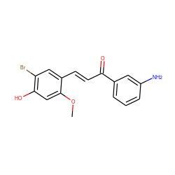 COc1cc(O)c(Br)cc1/C=C/C(=O)c1cccc(N)c1 ZINC000071340880