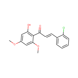 COc1cc(O)c(C(=O)/C=C/c2ccccc2Cl)c(OC)c1 ZINC000004100773