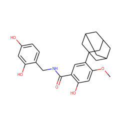 COc1cc(O)c(C(=O)NCc2ccc(O)cc2O)cc1C12CC3CC(CC(C3)C1)C2 ZINC000084615334