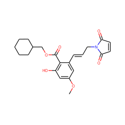 COc1cc(O)c(C(=O)OCC2CCCCC2)c(/C=C/CN2C(=O)C=CC2=O)c1 ZINC000299824974