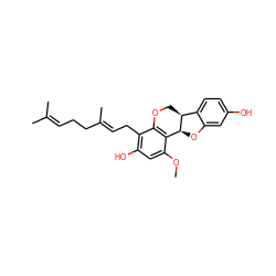 COc1cc(O)c(C/C=C(\C)CCC=C(C)C)c2c1[C@@H]1Oc3cc(O)ccc3[C@@H]1CO2 ZINC000072127798