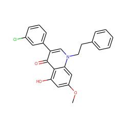 COc1cc(O)c2c(=O)c(-c3cccc(Cl)c3)cn(CCc3ccccc3)c2c1 ZINC000002002904