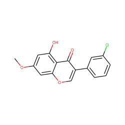 COc1cc(O)c2c(=O)c(-c3cccc(Cl)c3)coc2c1 ZINC000000023490