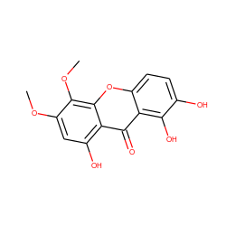 COc1cc(O)c2c(=O)c3c(O)c(O)ccc3oc2c1OC ZINC000014648958