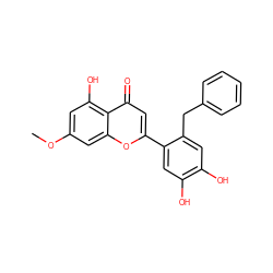 COc1cc(O)c2c(=O)cc(-c3cc(O)c(O)cc3Cc3ccccc3)oc2c1 ZINC000653829410