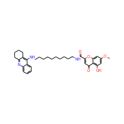 COc1cc(O)c2c(=O)cc(C(=O)NCCCCCCCCCCNc3c4c(nc5ccccc35)CCCC4)oc2c1 ZINC000084617324