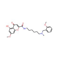 COc1cc(O)c2c(=O)cc(C(=O)NCCCCCCN(C)Cc3ccccc3OC)oc2c1 ZINC000299859038