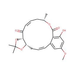 COc1cc(O)c2c(c1)/C=C/C[C@@H]1OC(C)(C)O[C@@H]1C(=O)/C=C\C[C@H](C)OC2=O ZINC000137005675