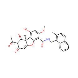 COc1cc(O)c2c(c1C(=O)NCc1c(C)ccc3ccccc13)OC1=CC(=O)C(C(C)=O)C(=O)[C@]12C ZINC000101510959