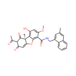 COc1cc(O)c2c(c1C(=O)NCc1cc(C)cc3ccccc13)OC1=CC(=O)C(C(C)=O)C(=O)[C@]12C ZINC000101468099