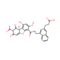 COc1cc(O)c2c(c1C(=O)NCc1cc(CCC(=O)O)cc3ccccc13)OC1=CC(=O)C(C(C)=O)C(=O)[C@]12C ZINC000073198513