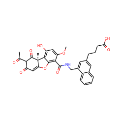 COc1cc(O)c2c(c1C(=O)NCc1cc(CCCC(=O)O)cc3ccccc13)OC1=CC(=O)C(C(C)=O)C(=O)[C@]12C ZINC000082154050