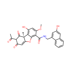 COc1cc(O)c2c(c1C(=O)NCc1cc(O)cc3ccccc13)OC1=CC(=O)C(C(C)=O)C(=O)[C@]12C ZINC000082156810