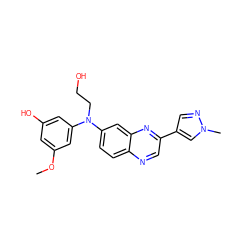 COc1cc(O)cc(N(CCO)c2ccc3ncc(-c4cnn(C)c4)nc3c2)c1 ZINC000204151617